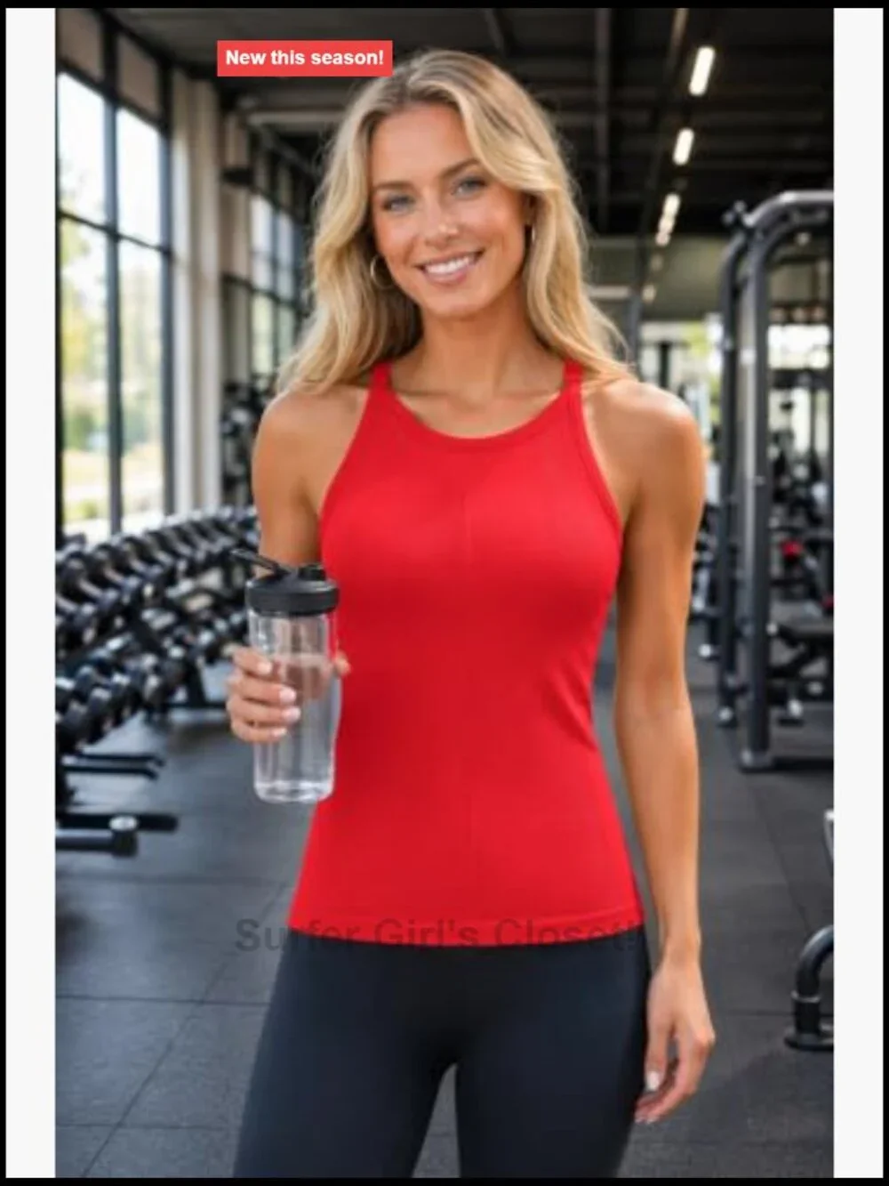 Women's Racerback Tank Top with Built-In Bra Ribbed Seamless Athletic Crew Neck